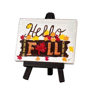 "Hello Fall I" Original Table Art Painting w/Easel by Dawn M. Wayand